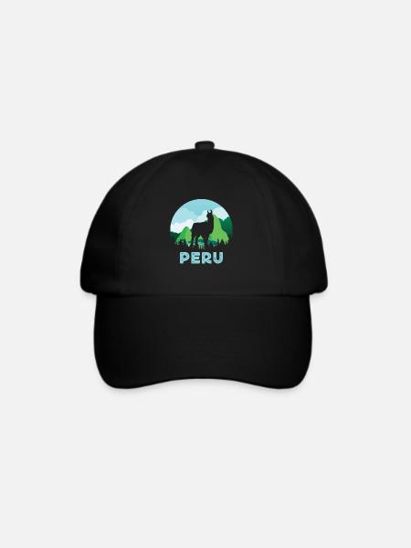 Peru, Perulama - Baseballkappe - Schwarz/Schwarz