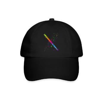 Flöte, Flöte spielen, - Baseballkappe - Schwarz/Schwarz - Vorne