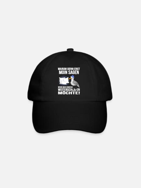 Küstenkind Moin moin Langschläfer Morgenmuffel - Baseballkappe - Schwarz/Schwarz