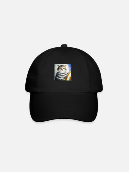 Cat Art History - Baseballkappe - Schwarz/Schwarz