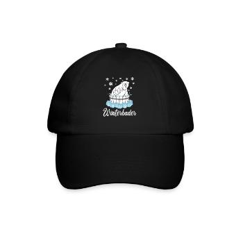 Winterbader Eisbär Eisbaden Eisbad Spruch - Baseballkappe - Schwarz/Schwarz - Vorne