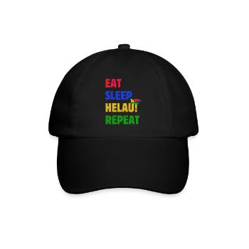 Eat Sleep Helau Repeat - Karneval Spruch - Baseballkappe - Schwarz/Schwarz - Vorne