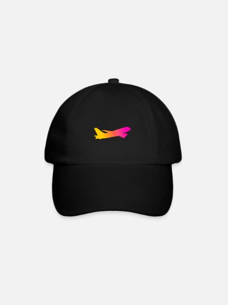 Flugzeug - Baseballkappe - Schwarz/Schwarz