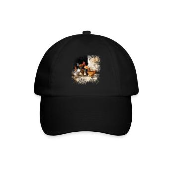 Glückliche Hühner auf dem Bauernhof - Baseballkappe - Schwarz/Schwarz - Vorne