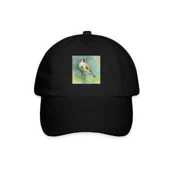 Distelfink Stieglitz gemalt - Baseballkappe - Schwarz/Schwarz - Vorne