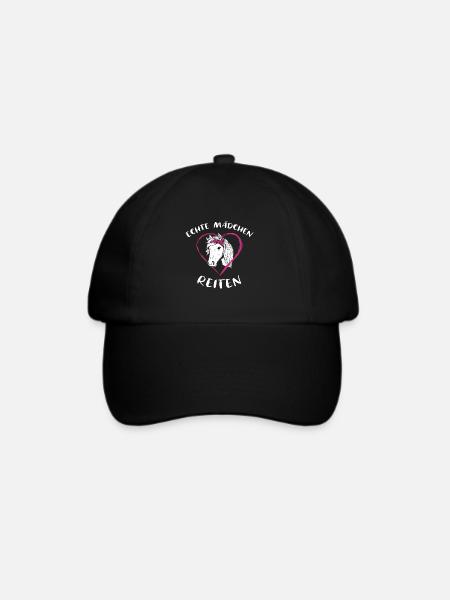 Echte Mädchen Reiten Pferde - Baseballkappe - Schwarz/Schwarz