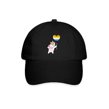 Einhorn Herzballon Aroace - Baseballkappe - Schwarz/Schwarz - Vorne