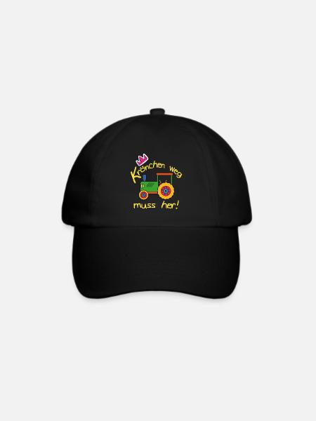 Keine Krone sondern Traktor - cooles Traktordesign - Baseballkappe - Schwarz/Schwarz