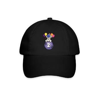 2 Jahre Alt Weltraum Geburtstag 2nd Birthday - Baseballkappe - Schwarz/Schwarz - Vorne