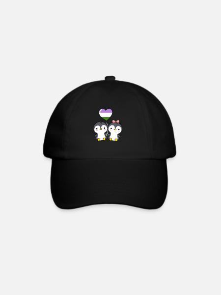 Pinguin-Paar Genderqueer Pride - Baseballkappe - Schwarz/Schwarz