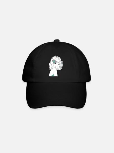 Manga Girl Anime - Baseballkappe - Schwarz/Schwarz
