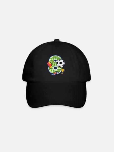 Fußball 8. Geburtstagsparty Nummer 8 - 8 Jahre - Baseballkappe - Schwarz/Schwarz