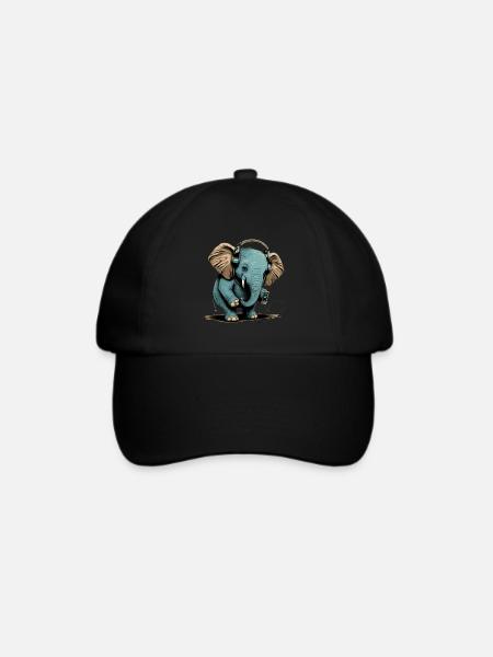 elephant headphones - Baseballkappe - Schwarz/Schwarz