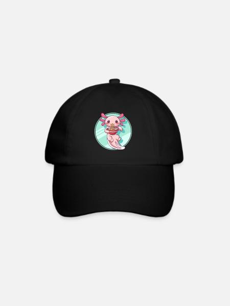 Axolotl Ramen Design für Axolotl-Liebhaber - Baseballkappe - Schwarz/Schwarz