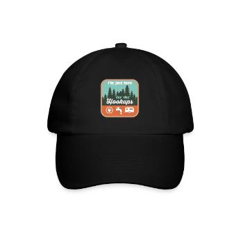 I'm Just Here For the Hookups RV Camping - Baseballkappe - Schwarz/Schwarz - Vorne