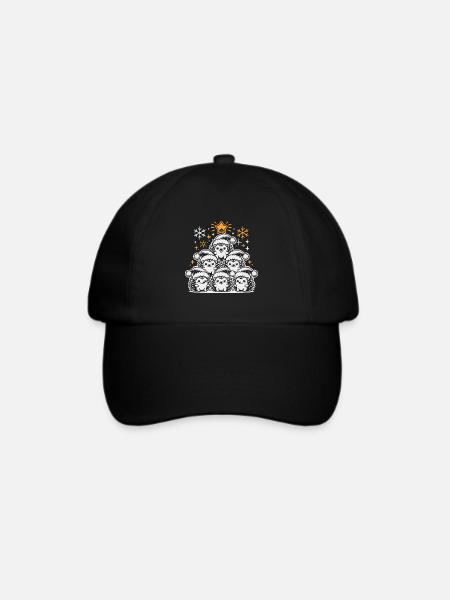 Igel Weihnachten - Baseballkappe - Schwarz/Schwarz