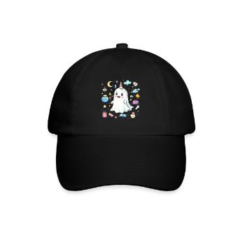 Geist Einhorn Halloween - Baseballkappe - Schwarz/Schwarz - Vorne
