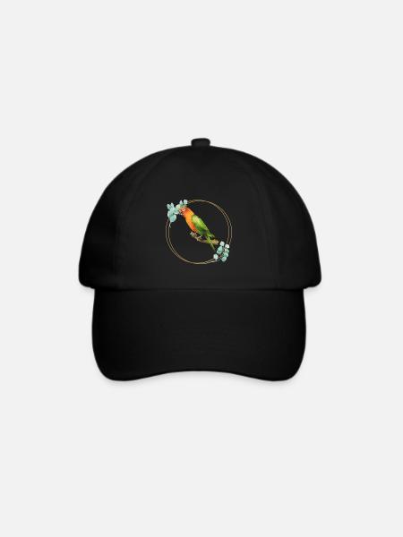 Papagei Blume Vogelbeobachtung Tier Haustier - Baseballkappe - Schwarz/Schwarz