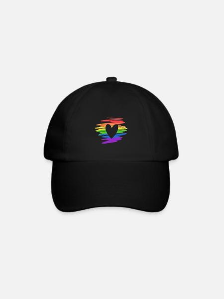 lgbt farben regenbogen flagge herz liebe - Baseballkappe - Schwarz/Schwarz