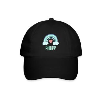 Phillip Name Regenbogen Baby - Baseballkappe - Schwarz/Schwarz - Vorne