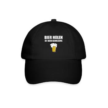 Bier holen ist auch Bewegung - Baseballkappe - Schwarz/Schwarz - Vorne