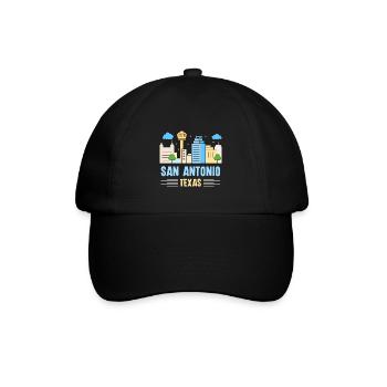San Antonio buntes Skyline Design für stolze San - Baseballkappe - Schwarz/Schwarz - Vorne