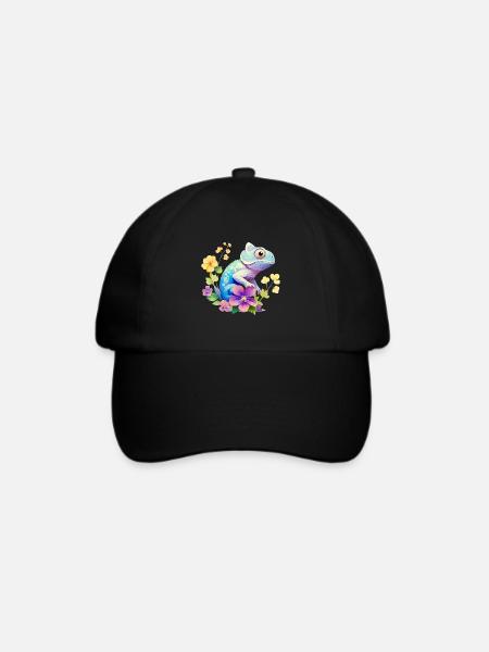 Niedliches Chamäleon Leguan für - Baseballkappe - Schwarz/Schwarz