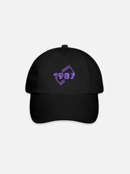 Geschenkidee 1987 - Baseballkappe - Schwarz/Schwarz