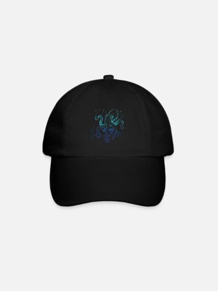 Oktopus Tintenfisch Kunst Polyp Ozean - Baseballkappe - Schwarz/Schwarz