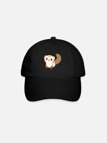 Frettchen - Baseballkappe - Schwarz/Schwarz