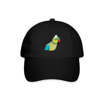 Indischer Ringelhals Papagei - Baseballkappe - Schwarz/Schwarz - Vorne