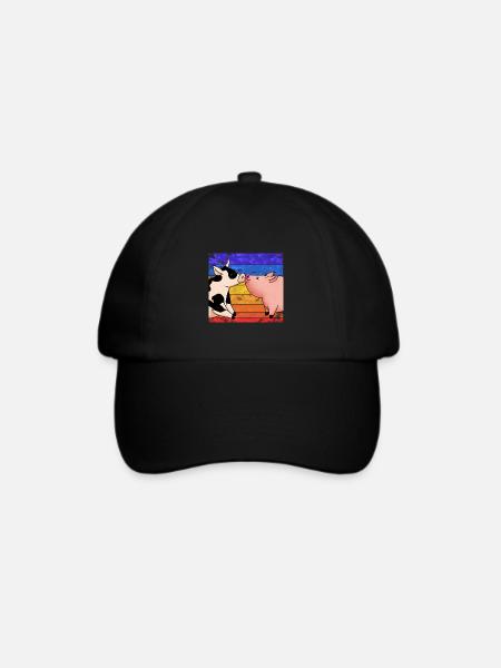 Kuh küsst Schwein - Baseballkappe - Schwarz/Schwarz