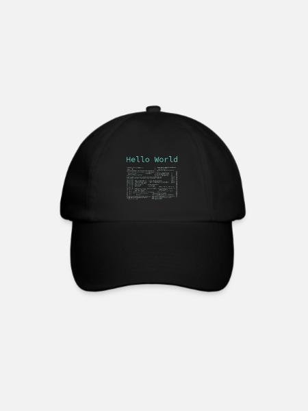 Hello World - Computer Pr... Programmierer & Nerd - Baseballkappe - Schwarz/Schwarz