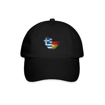 Griechenland Fingerabdruck für Deutsch-Griechen - Baseballkappe - Schwarz/Schwarz - Vorne