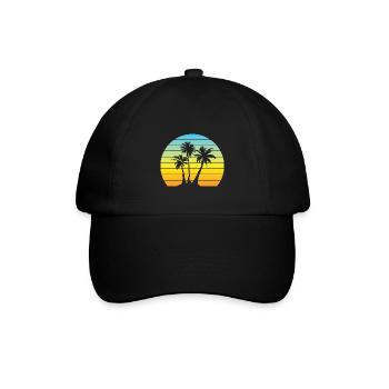 Palme Sonne Vintage Urlaub Palmen Retro Sommer - Baseballkappe - Schwarz/Schwarz - Vorne