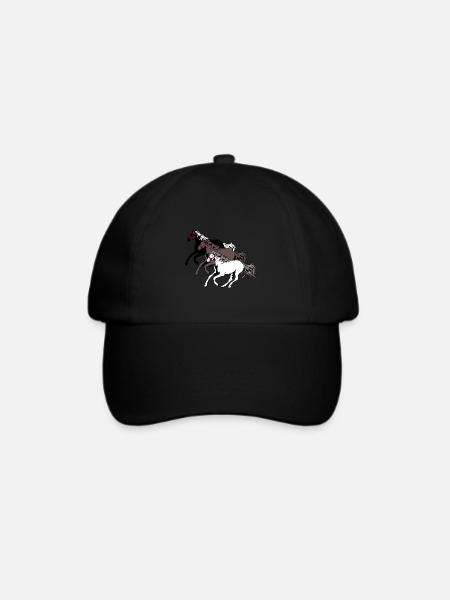 Wildpferde Herde Pferd Galopp Pferderennen Pony - Baseballkappe - Schwarz/Schwarz