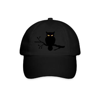 Eule auf Ast - Baseballkappe - Schwarz/Schwarz - Vorne