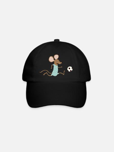 Maus spielt Fussball - Baseballkappe - Schwarz/Schwarz