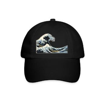 The Wave | Die Welle | Katsushika Hokusai - Baseballkappe - Schwarz/Schwarz - Vorne