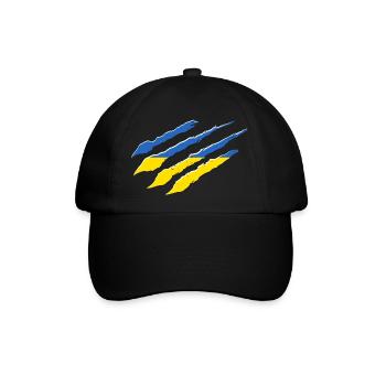 Ukraine Flagge Kratzer Krallen Cut Kratzspur - Baseballkappe - Schwarz/Schwarz - Vorne