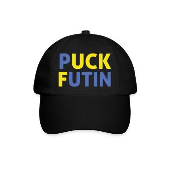 Ich stehe mit der Ukraine Puck Futin unterstützt die Ukraine - Baseballkappe - Schwarz/Schwarz - Vorne