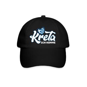 Kreta ich komme Griechenland Urlaub - Baseballkappe - Schwarz/Schwarz - Vorne