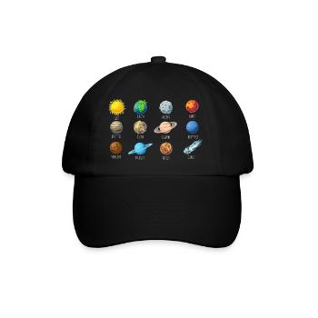 Planeten mit Namen - Baseballkappe - Schwarz/Schwarz - Vorne