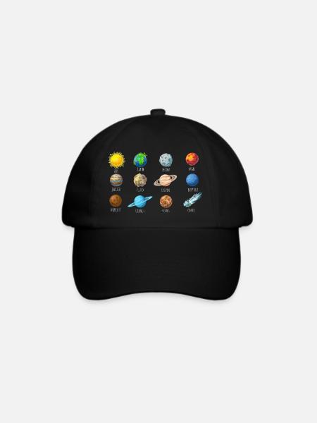 Planeten mit Namen - Baseballkappe - Schwarz/Schwarz