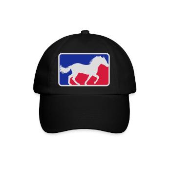 Rot Blau Sport Pferd - Baseballkappe - Schwarz/Schwarz - Vorne