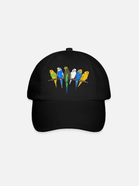 Wellensittich Sittich Vogel Haustier Geschenk - Baseballkappe - Schwarz/Schwarz