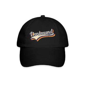 Deutschland Dortmund Vintage Retro Typografie - Baseballkappe - Schwarz/Schwarz - Vorne