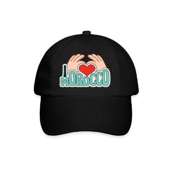 Ich liebe Marokko Flagge Marocain Fußball - Baseballkappe - Schwarz/Schwarz - Vorne