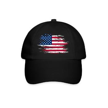 USA Flagge used - Baseballkappe - Schwarz/Schwarz - Vorne