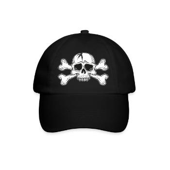 skull with bones - Baseballkappe - Schwarz/Schwarz - Vorne